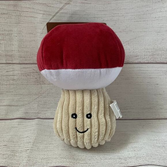 Stuffed Mushroom Dog Toy with Squeaker Plush Pet Fungi Ribbed Bottom 7 1/2"H - Picture 1 of 8